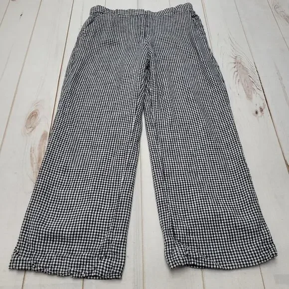 Abercrombie & Fitch gingham tailored linen blend wide leg pants 12 - Picture 2 of 7